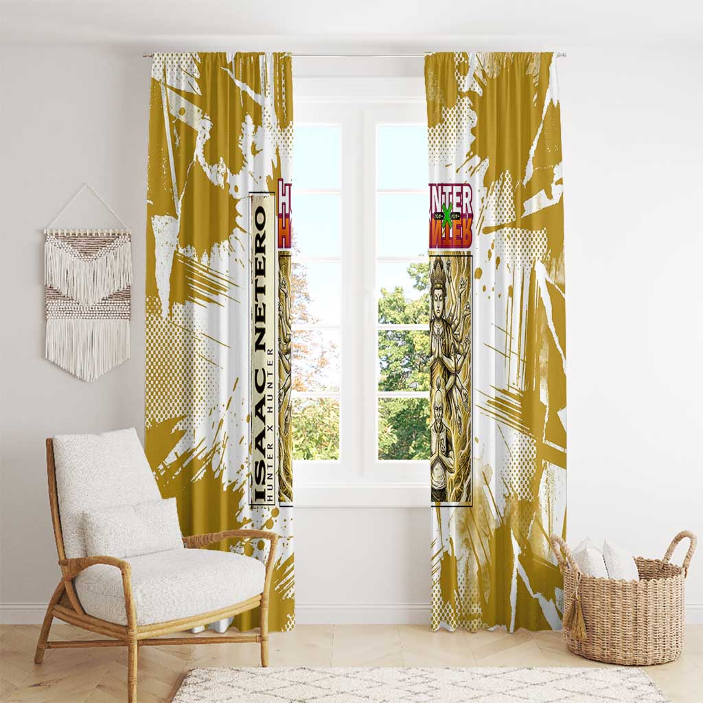 Isaac Netero Golden Aura Design Window Curtain with 100-Type Guanyin Bodhisattva and Vintage Anime Artwork - The Mazicc