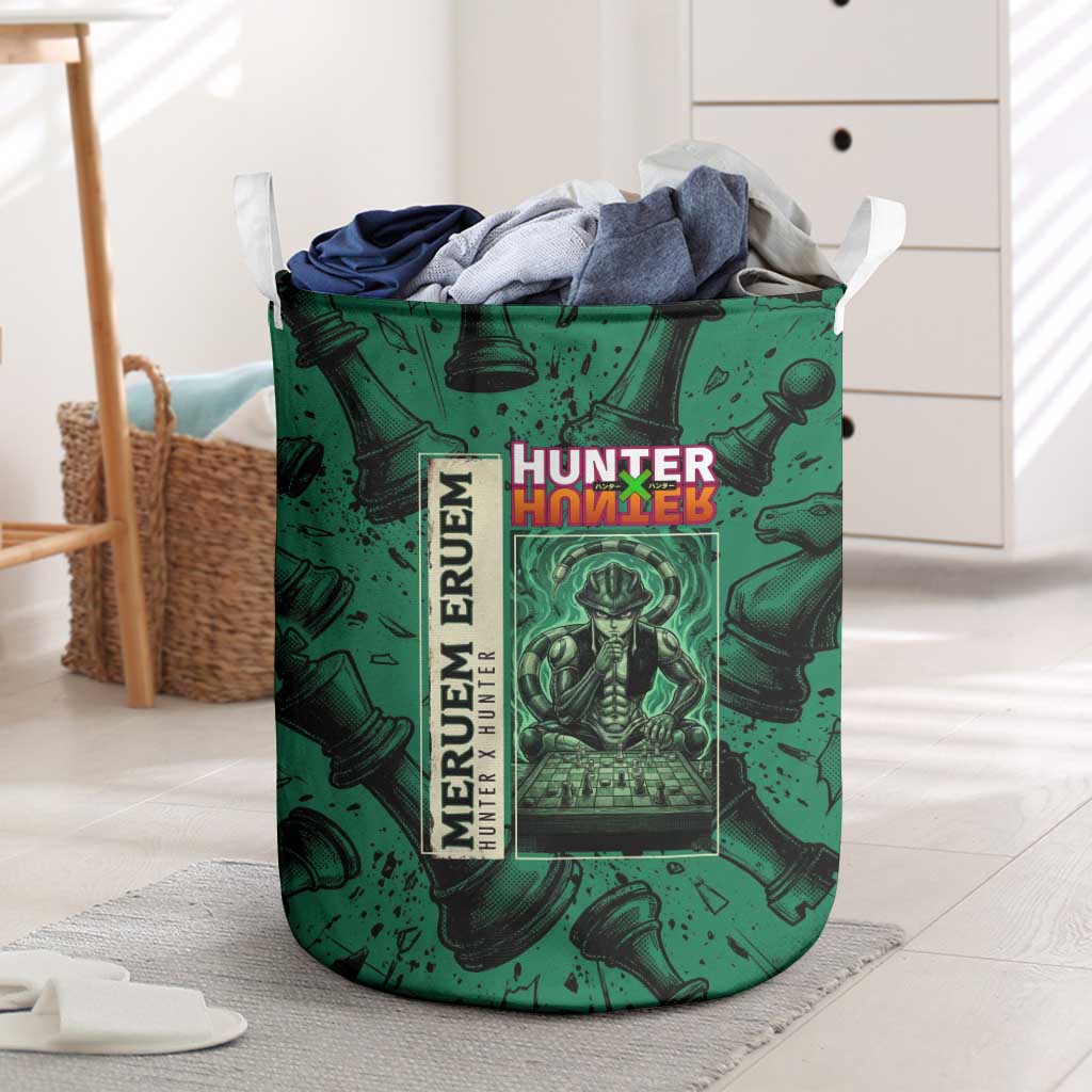 Meruem Chess Theme Laundry Basket with Dark Aura and Strategic Anime Artwork Design - The Mazicc