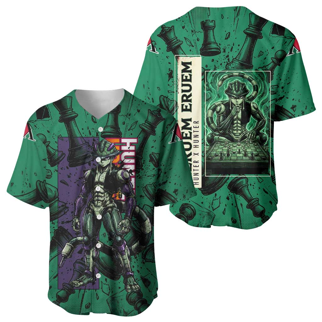 Meruem Chess Theme Baseball Jersey with Dark Aura and Strategic Anime Artwork Design - The Mazicc