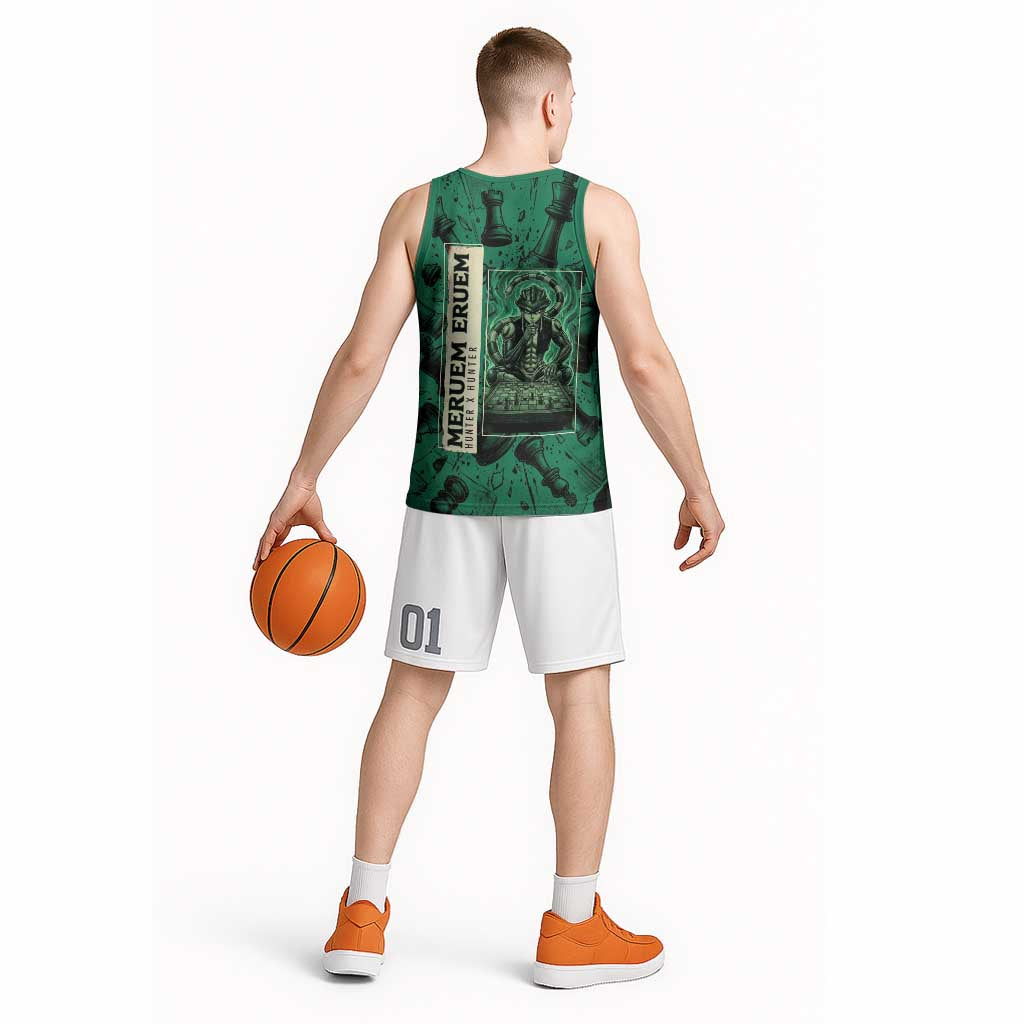Meruem Chess Theme Basketball Jersey with Dark Aura and Strategic Anime Artwork Design - The Mazicc
