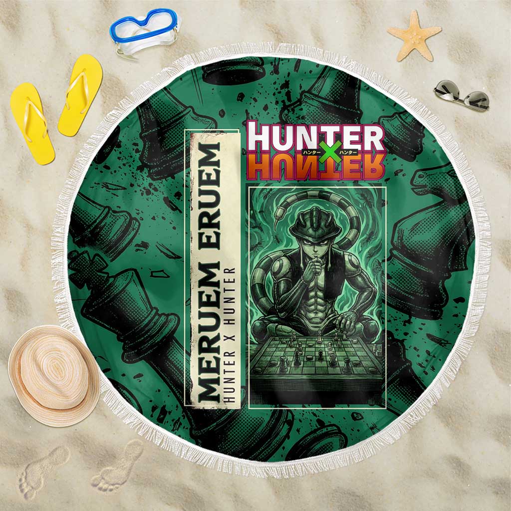 Meruem Chess Theme Beach Blanket with Dark Aura and Strategic Anime Artwork Design - The Mazicc