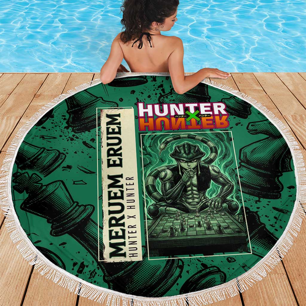 Meruem Chess Theme Beach Blanket with Dark Aura and Strategic Anime Artwork Design - The Mazicc