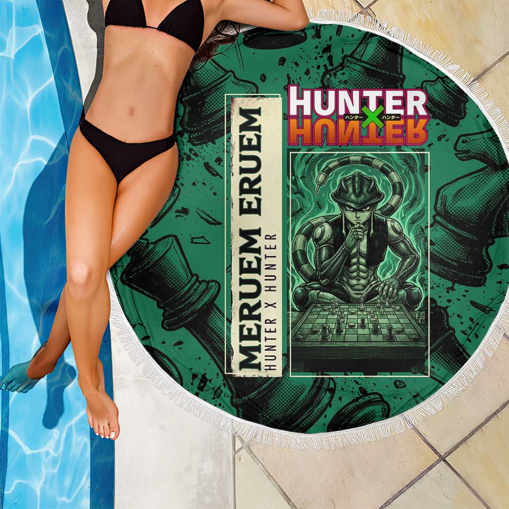 Meruem Chess Theme Beach Blanket with Dark Aura and Strategic Anime Artwork Design - The Mazicc