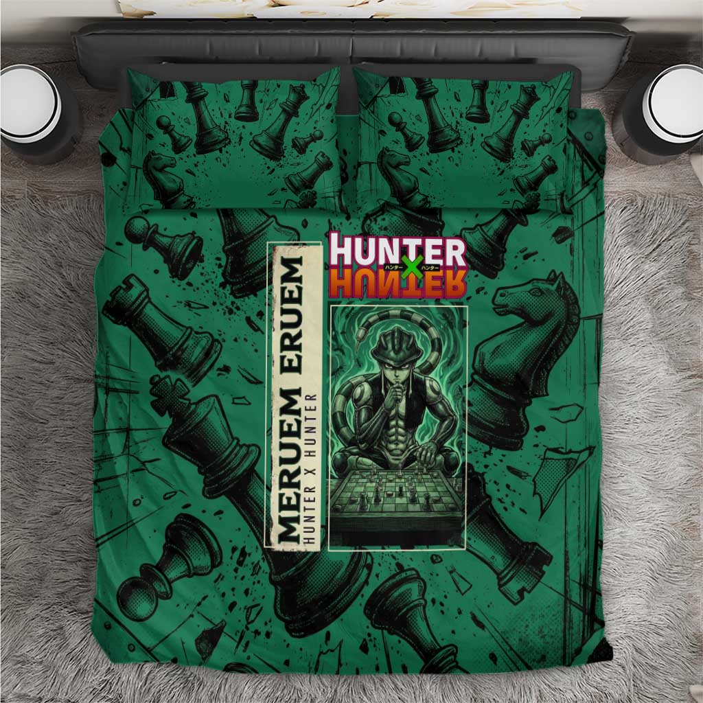 Meruem Chess Theme Bedding Set with Dark Aura and Strategic Anime Artwork Design - The Mazicc