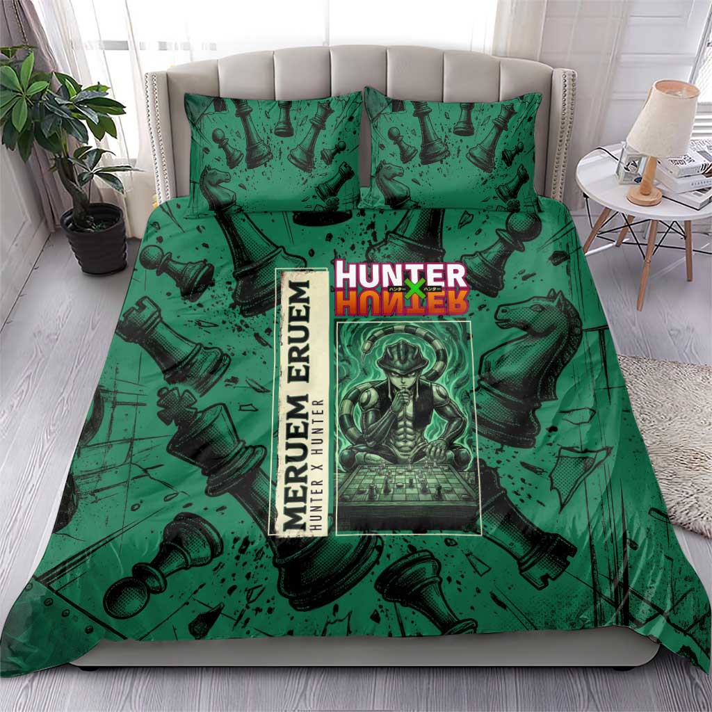 Meruem Chess Theme Bedding Set with Dark Aura and Strategic Anime Artwork Design - The Mazicc