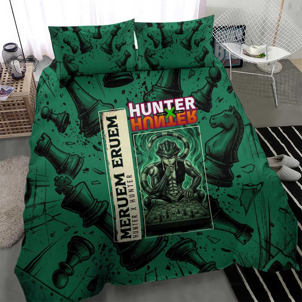 Meruem Chess Theme Bedding Set with Dark Aura and Strategic Anime Artwork Design - The Mazicc