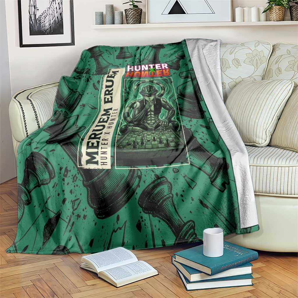 Meruem Chess Theme Blanket with Dark Aura and Strategic Anime Artwork Design - The Mazicc