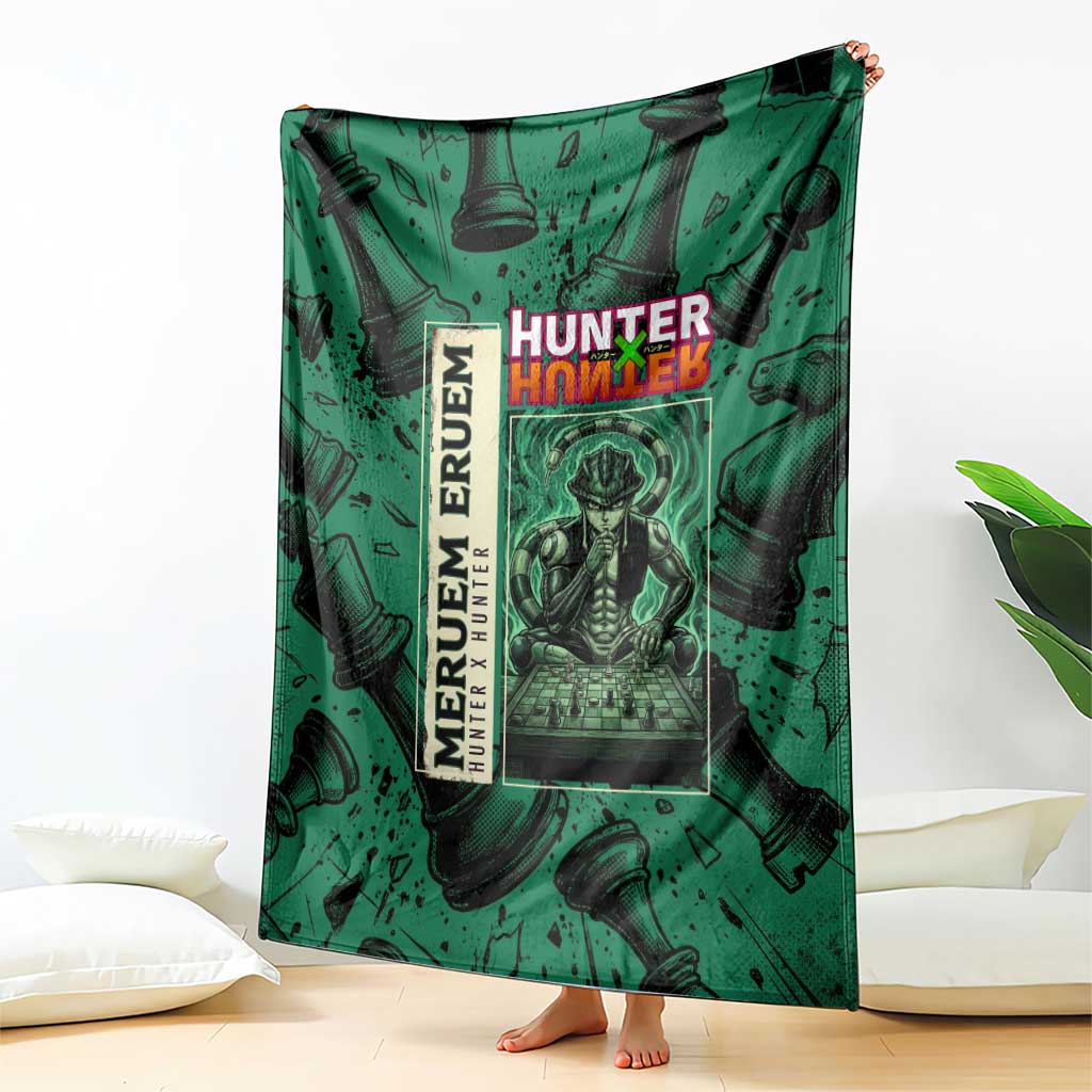 Meruem Chess Theme Blanket with Dark Aura and Strategic Anime Artwork Design - The Mazicc