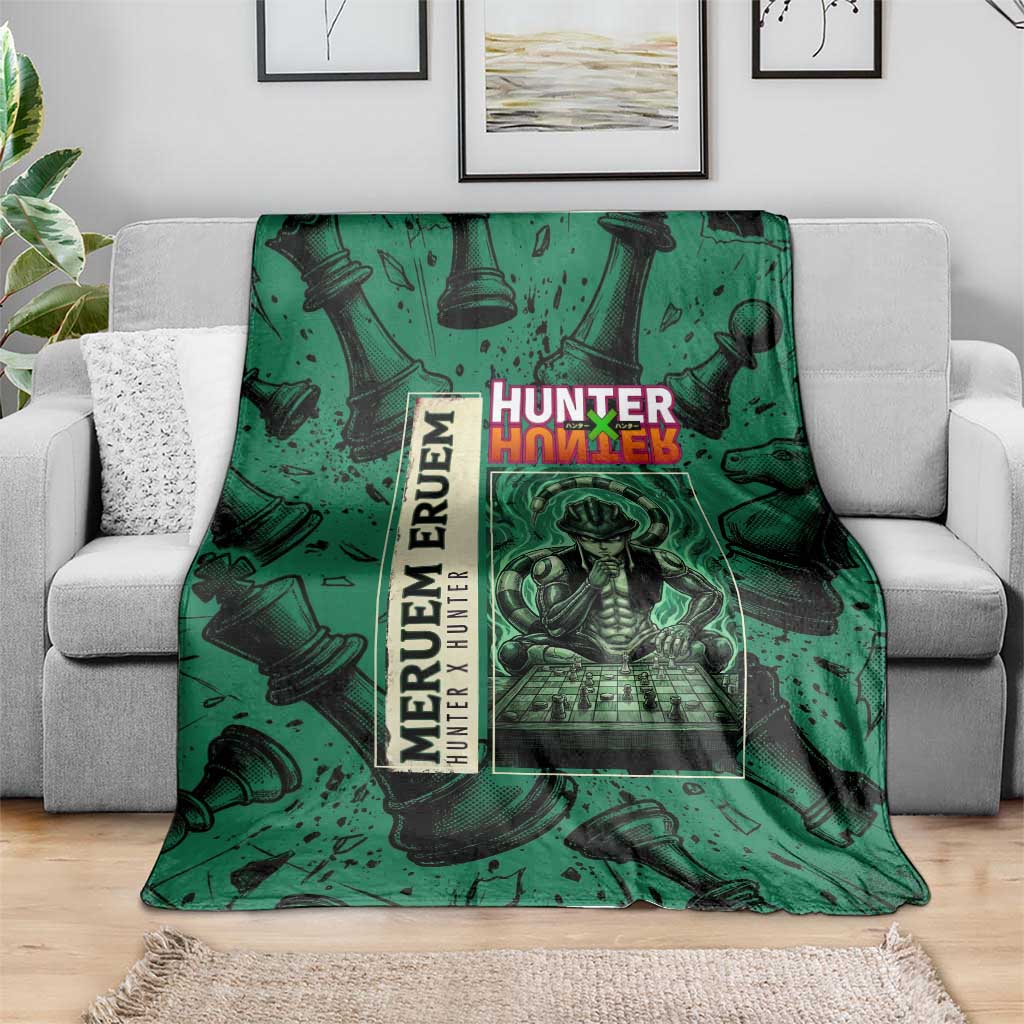 Meruem Chess Theme Blanket with Dark Aura and Strategic Anime Artwork Design - The Mazicc