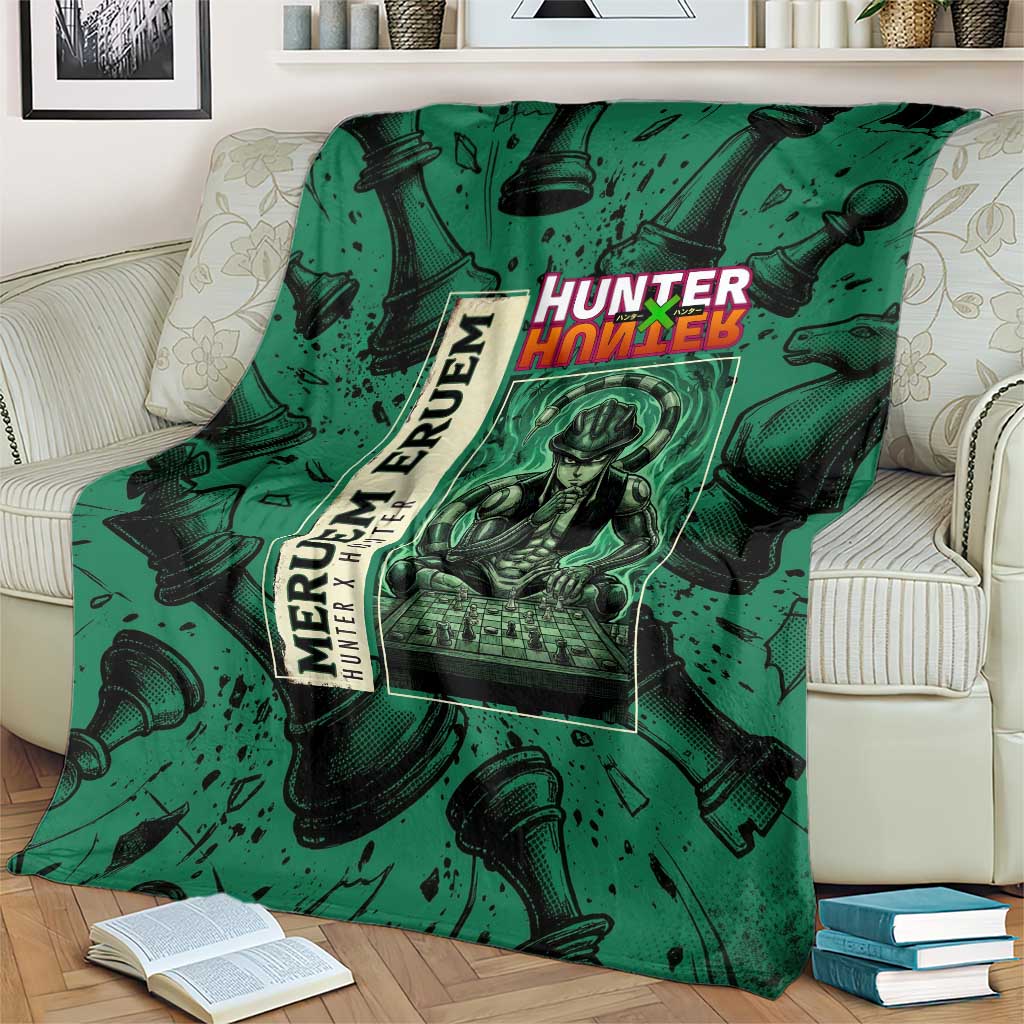 Meruem Chess Theme Blanket with Dark Aura and Strategic Anime Artwork Design - The Mazicc