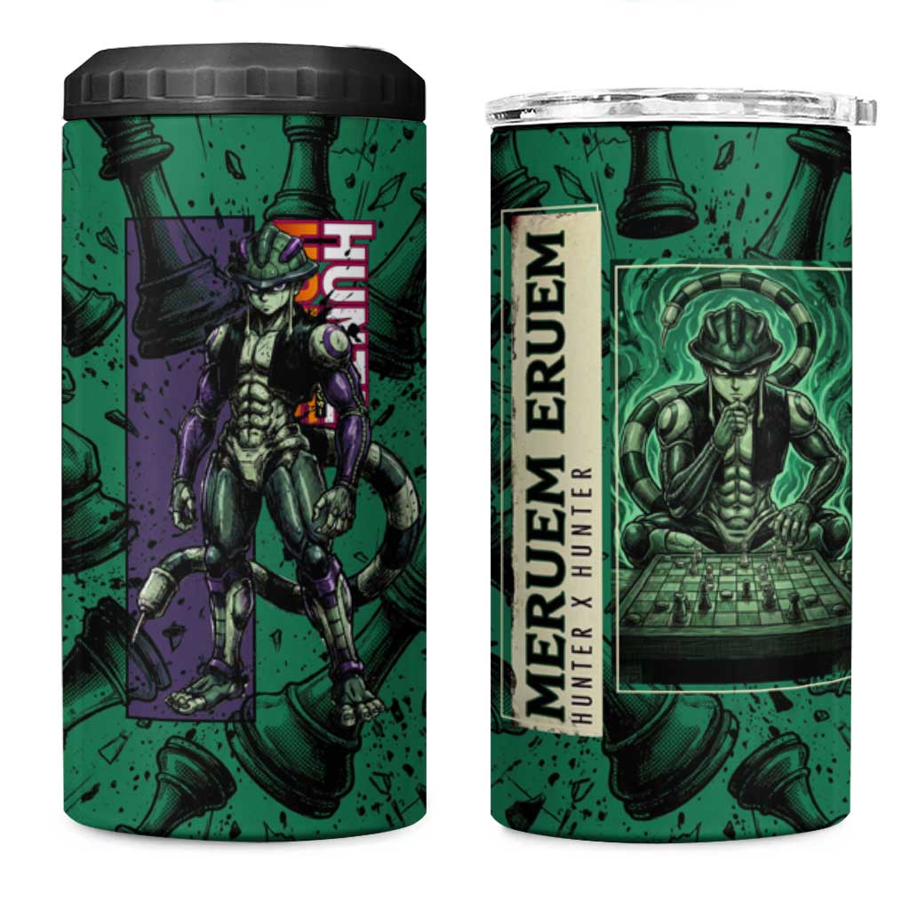 Meruem Chess Theme 4 in 1 Can Cooler Tumbler with Dark Aura and Strategic Anime Artwork Design - The Mazicc