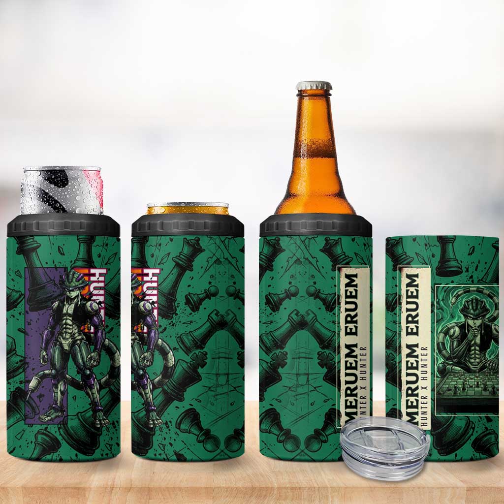 Meruem Chess Theme 4 in 1 Can Cooler Tumbler with Dark Aura and Strategic Anime Artwork Design - The Mazicc
