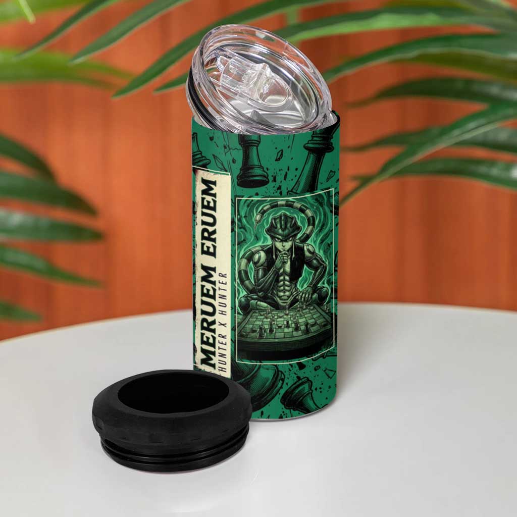 Meruem Chess Theme 4 in 1 Can Cooler Tumbler with Dark Aura and Strategic Anime Artwork Design - The Mazicc