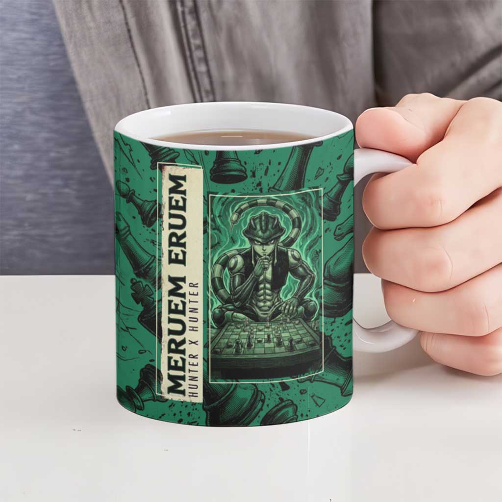 Meruem Chess Theme Ceramic Mug with Dark Aura and Strategic Anime Artwork Design - The Mazicc