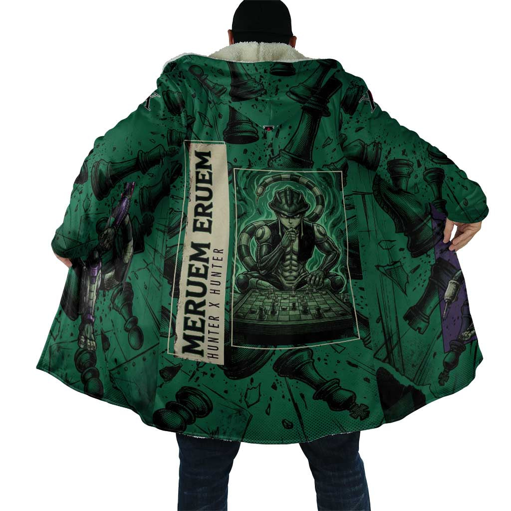 Meruem Chess Theme Cloak with Dark Aura and Strategic Anime Artwork Design - The Mazicc