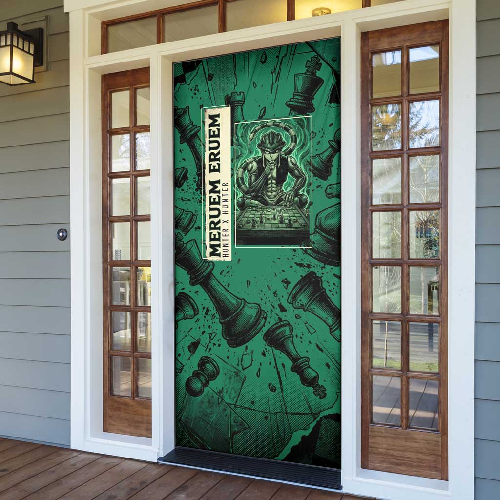 Meruem Chess Theme Door Cover with Dark Aura and Strategic Anime Artwork Design - The Mazicc
