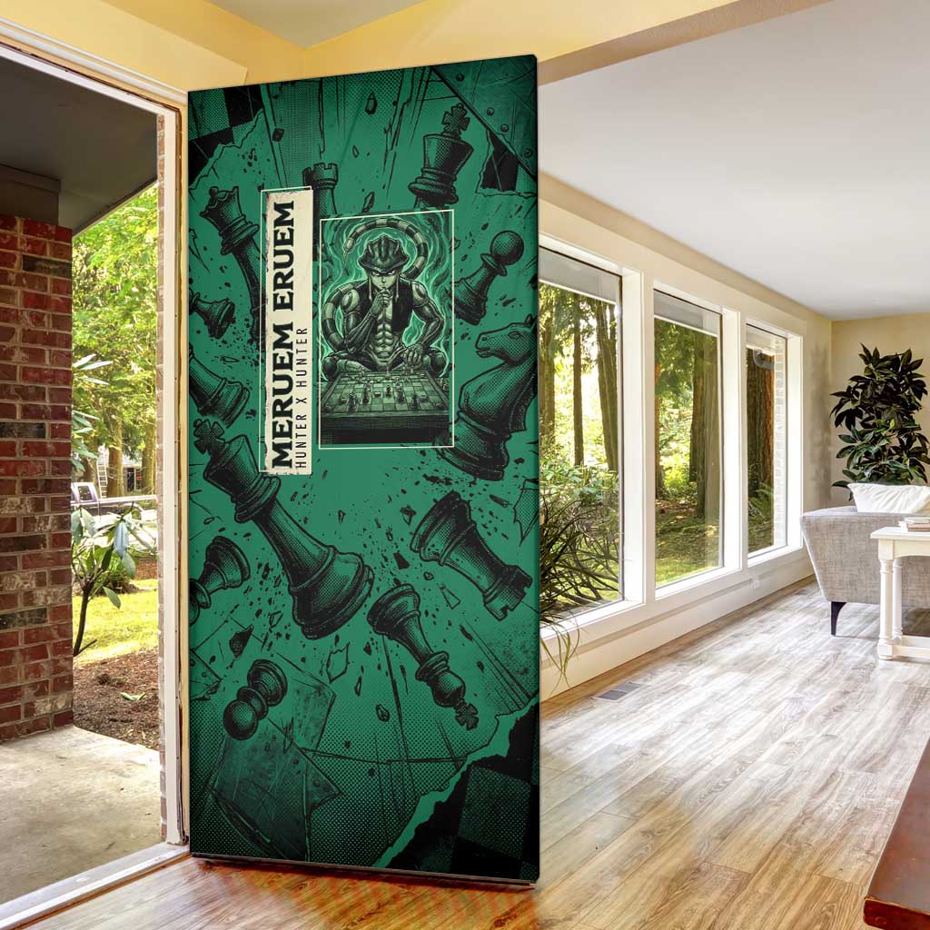 Meruem Chess Theme Door Cover with Dark Aura and Strategic Anime Artwork Design - The Mazicc