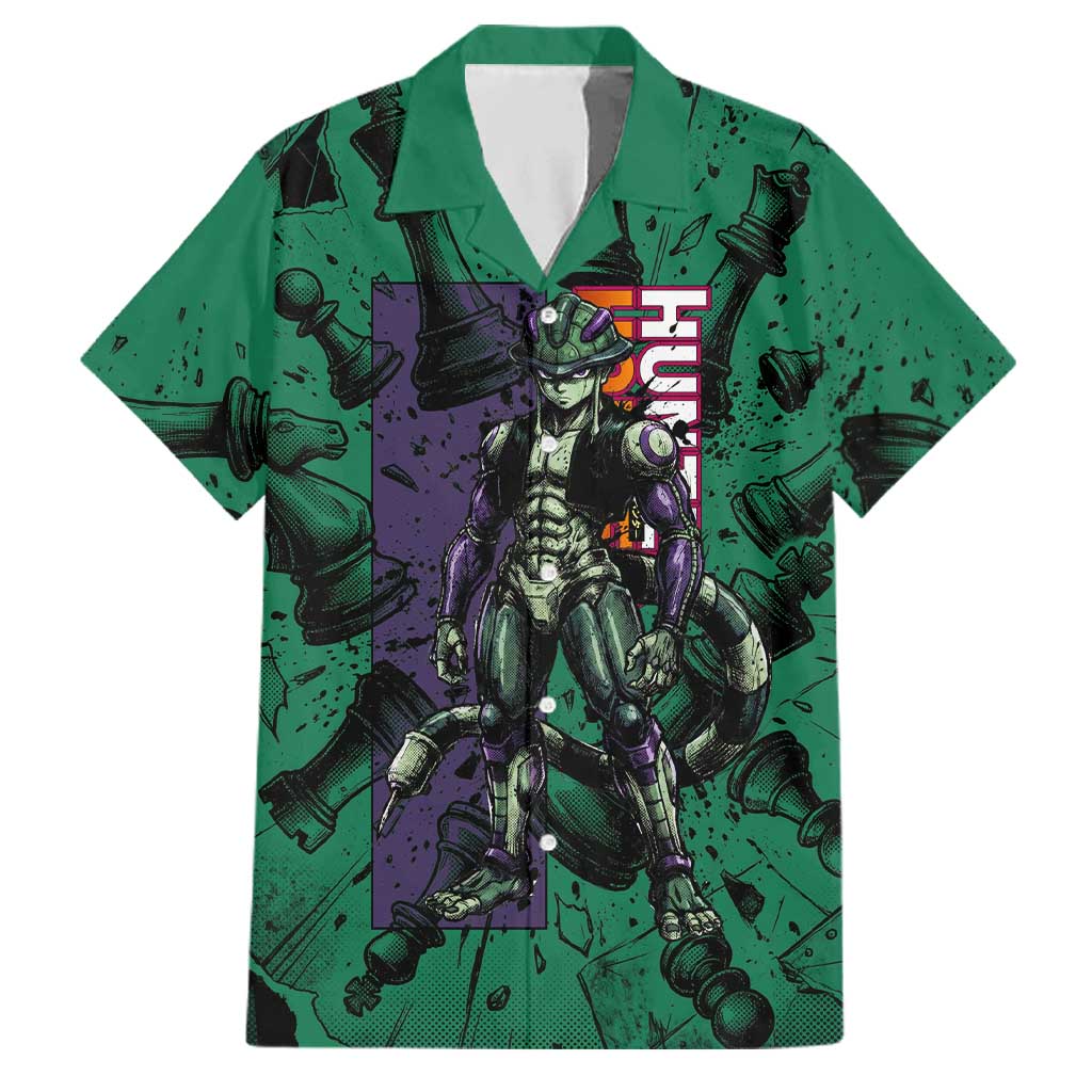 Meruem Chess Theme Family Matching Off Shoulder Short Dress and Hawaiian Shirt with Dark Aura and Strategic Anime Artwork Design