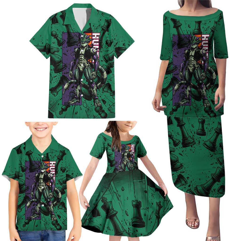 Meruem Chess Theme Family Matching Puletasi and Hawaiian Shirt with Dark Aura and Strategic Anime Artwork Design