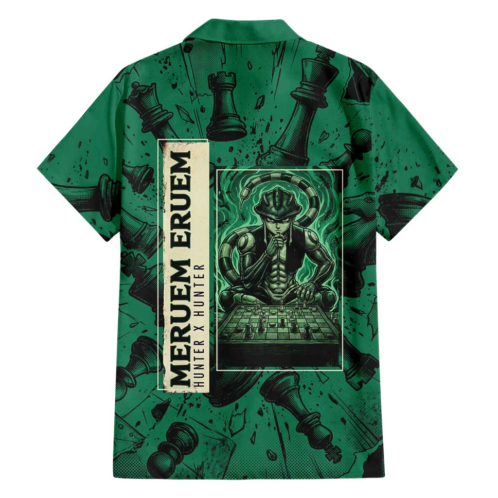 Meruem Chess Theme Family Matching Summer Maxi Dress and Hawaiian Shirt with Dark Aura and Strategic Anime Artwork Design
