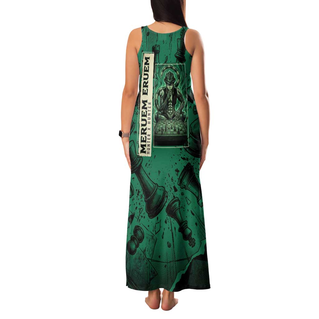 Meruem Chess Theme Family Matching Tank Maxi Dress and Hawaiian Shirt with Dark Aura and Strategic Anime Artwork Design