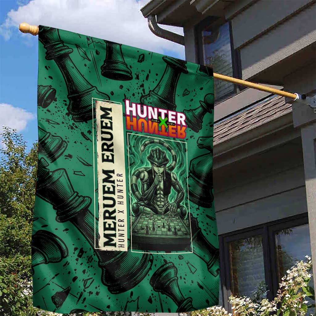 Meruem Chess Theme Garden Flag with Dark Aura and Strategic Anime Artwork Design - The Mazicc