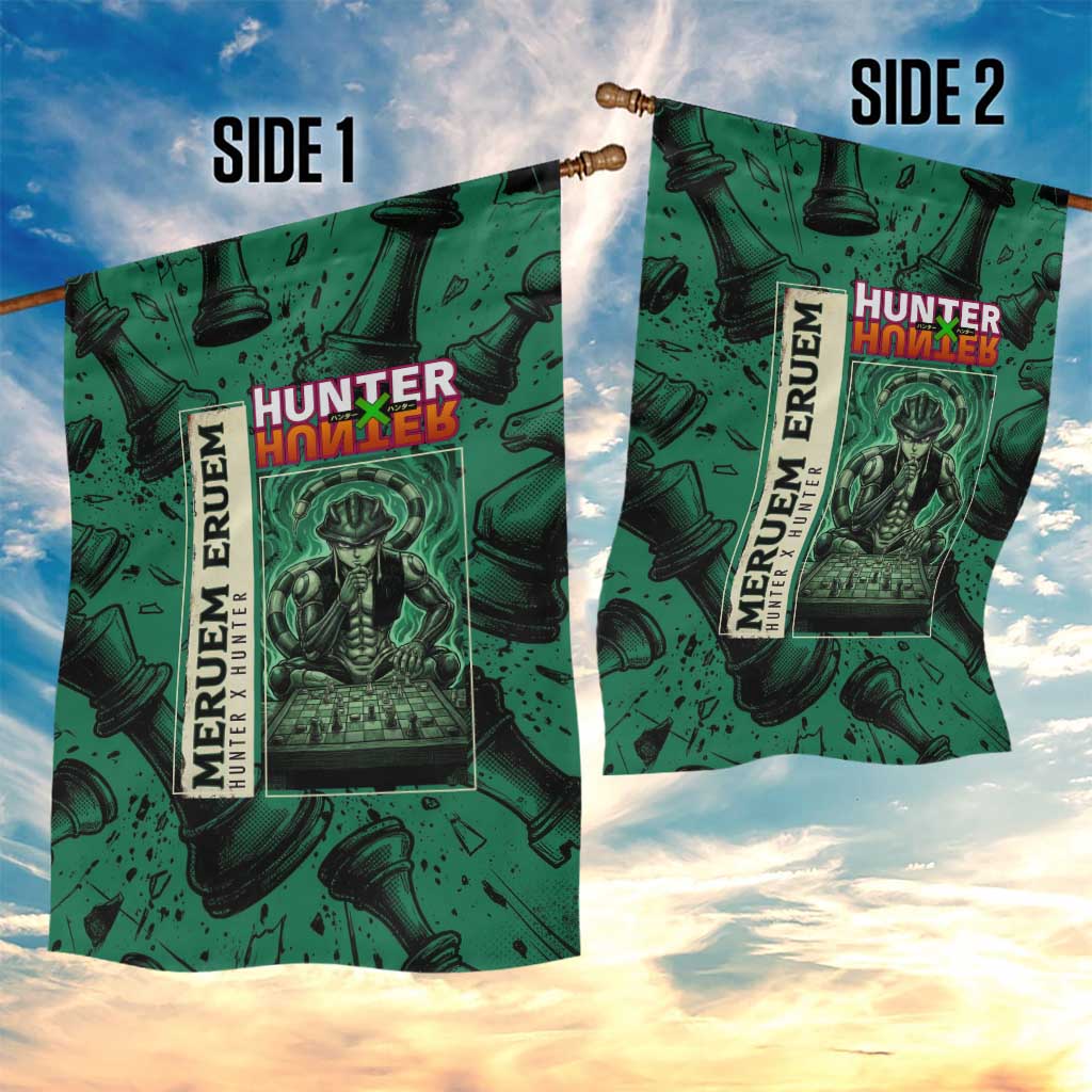 Meruem Chess Theme Garden Flag with Dark Aura and Strategic Anime Artwork Design - The Mazicc