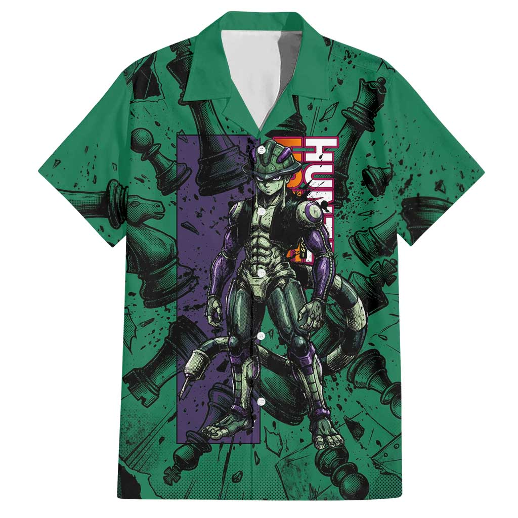 Meruem Chess Theme Hawaiian Shirt with Dark Aura and Strategic Anime Artwork Design - The Mazicc