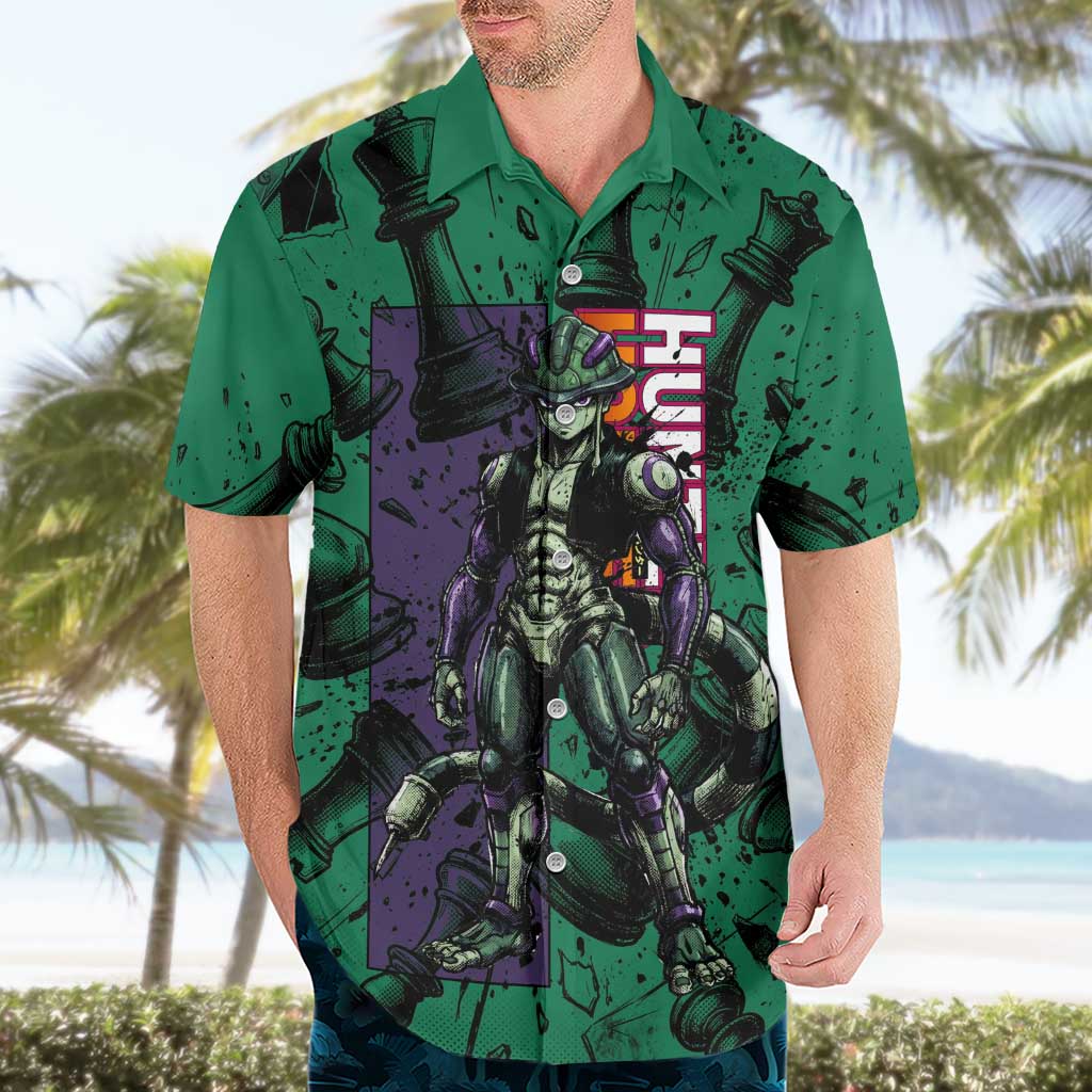 Meruem Chess Theme Hawaiian Shirt with Dark Aura and Strategic Anime Artwork Design - The Mazicc
