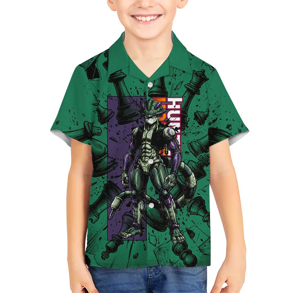 Meruem Chess Theme Hawaiian Shirt with Dark Aura and Strategic Anime Artwork Design - The Mazicc