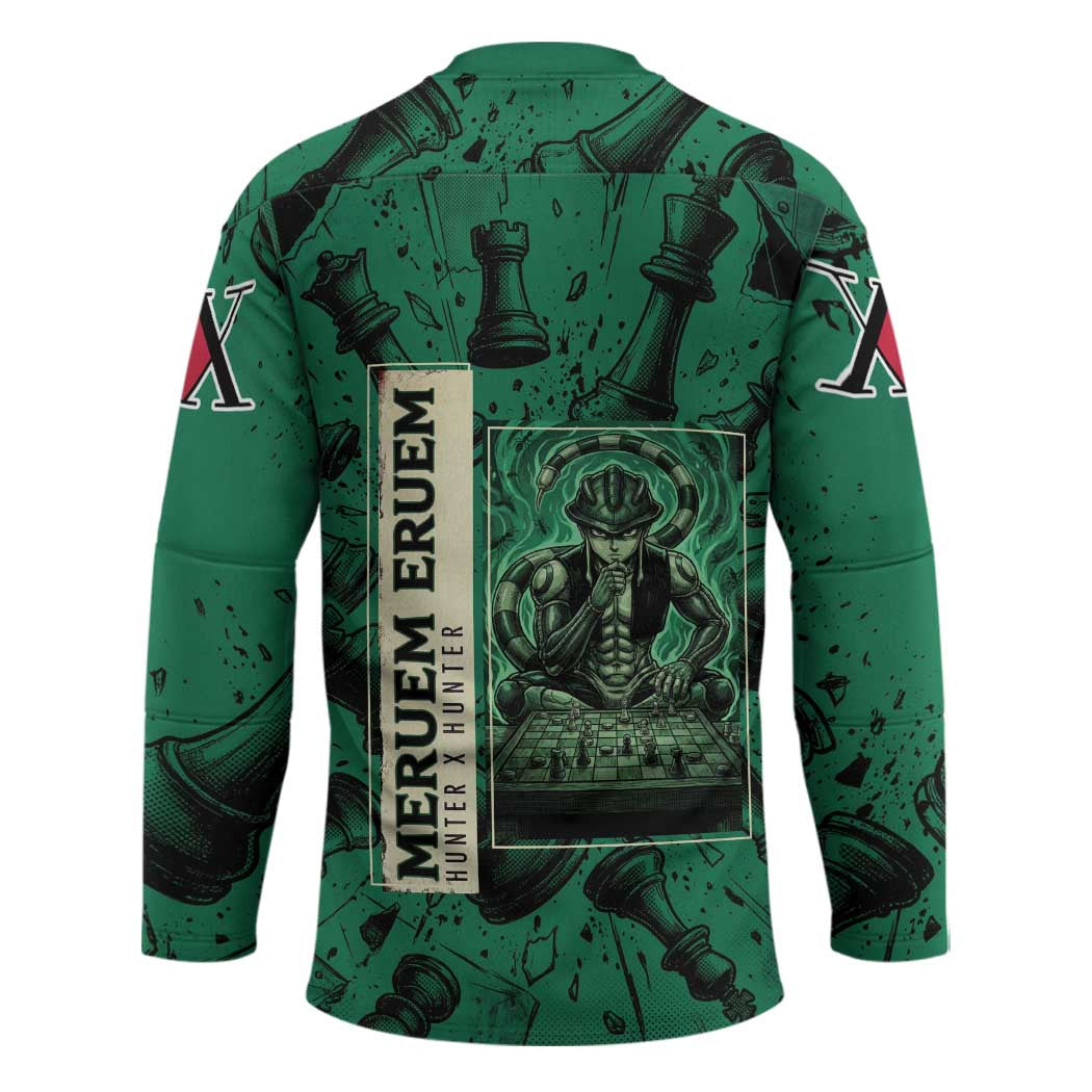 Meruem Chess Theme Hockey Jersey with Dark Aura and Strategic Anime Artwork Design - The Mazicc