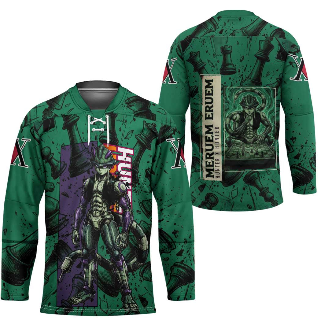 Meruem Chess Theme Hockey Jersey with Dark Aura and Strategic Anime Artwork Design - The Mazicc
