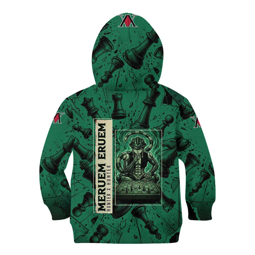 Meruem Chess Theme Kid Hoodie with Dark Aura and Strategic Anime Artwork Design - The Mazicc
