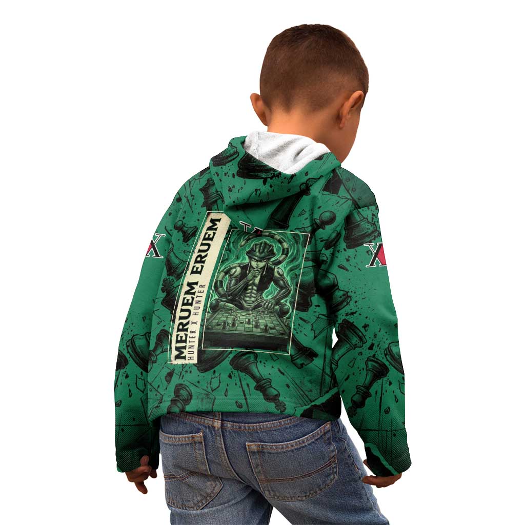 Meruem Chess Theme Kid Hoodie with Dark Aura and Strategic Anime Artwork Design - The Mazicc