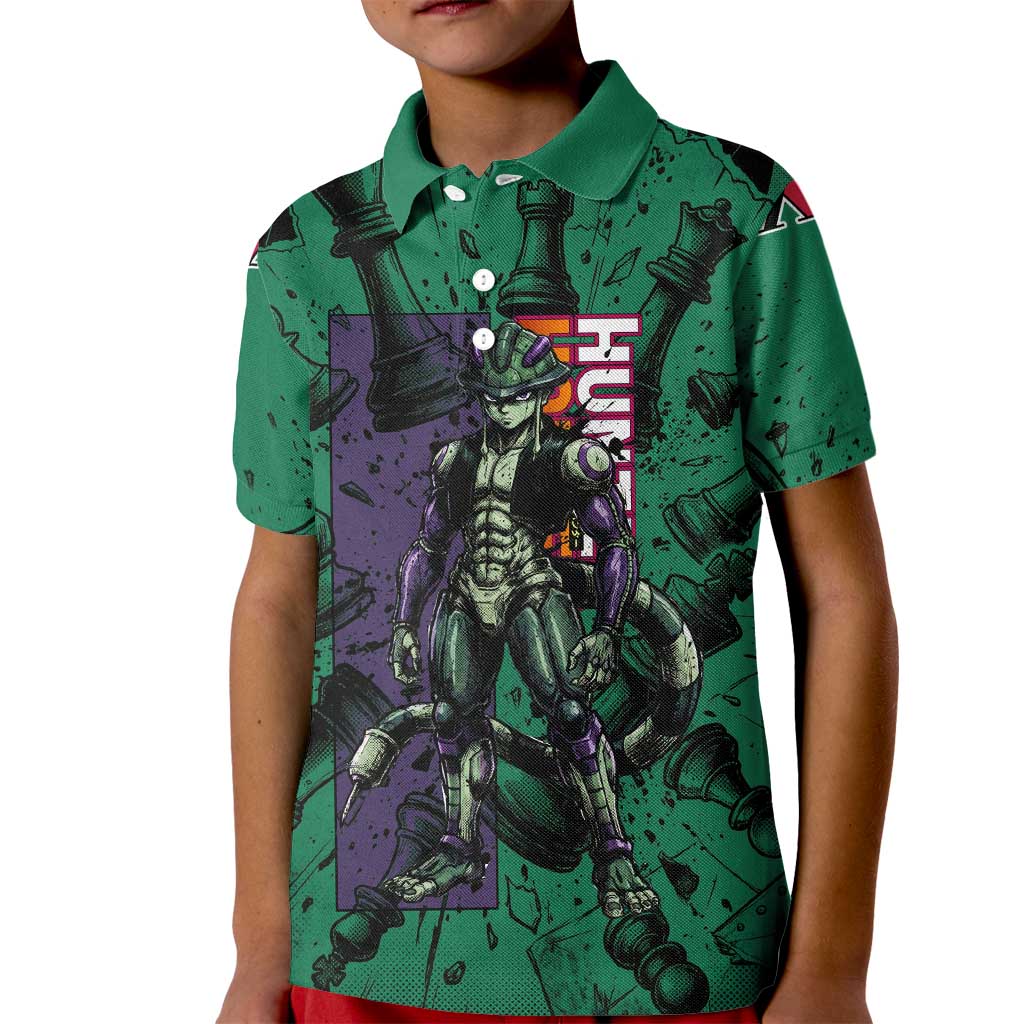 Meruem Chess Theme Kid Polo Shirt with Dark Aura and Strategic Anime Artwork Design - The Mazicc