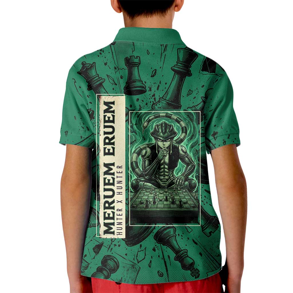 Meruem Chess Theme Kid Polo Shirt with Dark Aura and Strategic Anime Artwork Design - The Mazicc