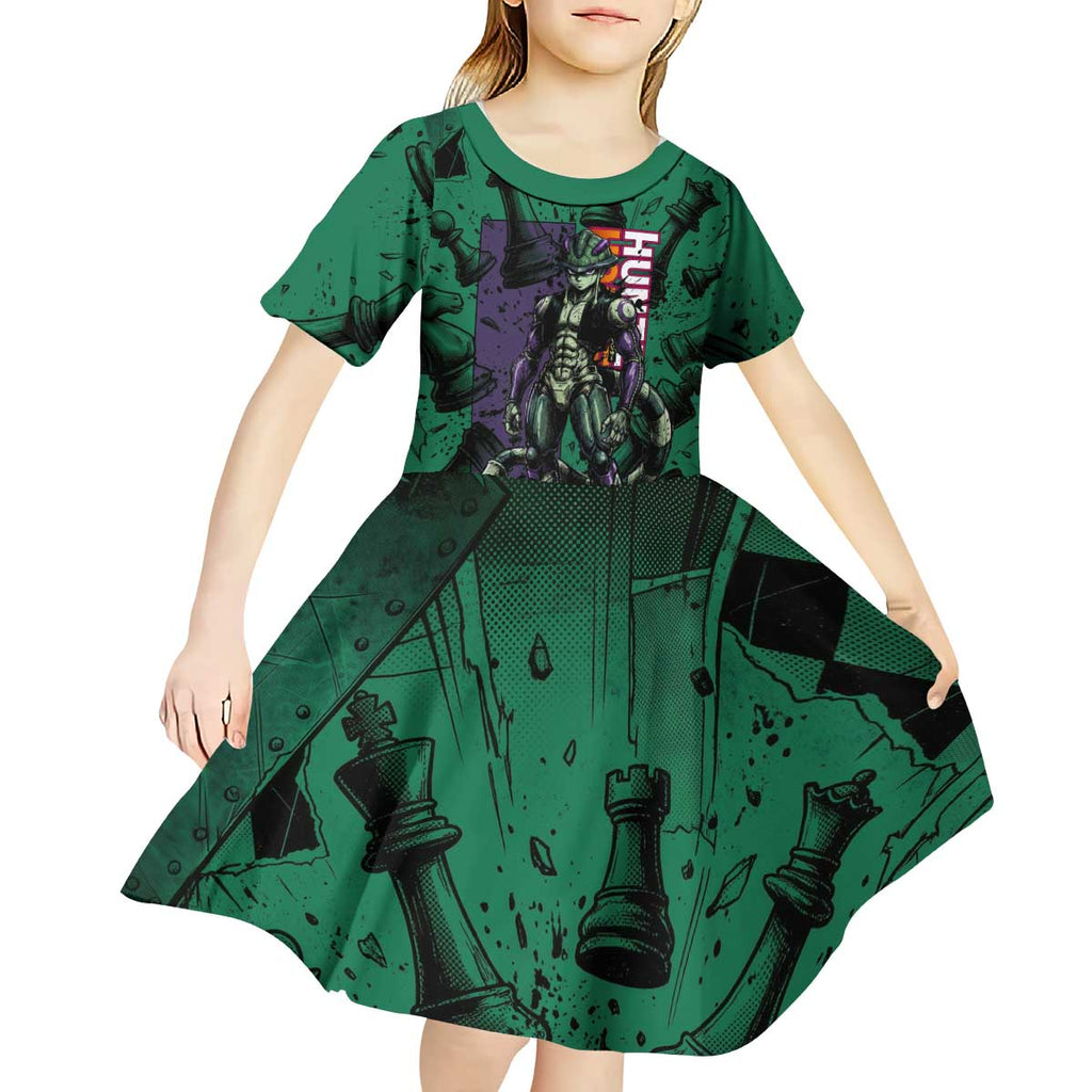 Meruem Chess Theme Kid Short Sleeve Dress with Dark Aura and Strategic Anime Artwork Design - The Mazicc