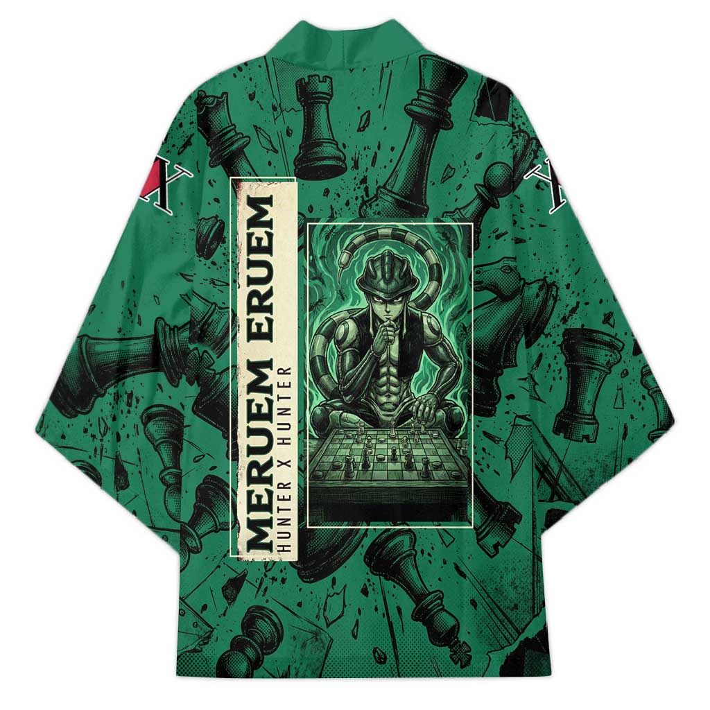 Meruem Chess Theme Kimono with Dark Aura and Strategic Anime Artwork Design - The Mazicc