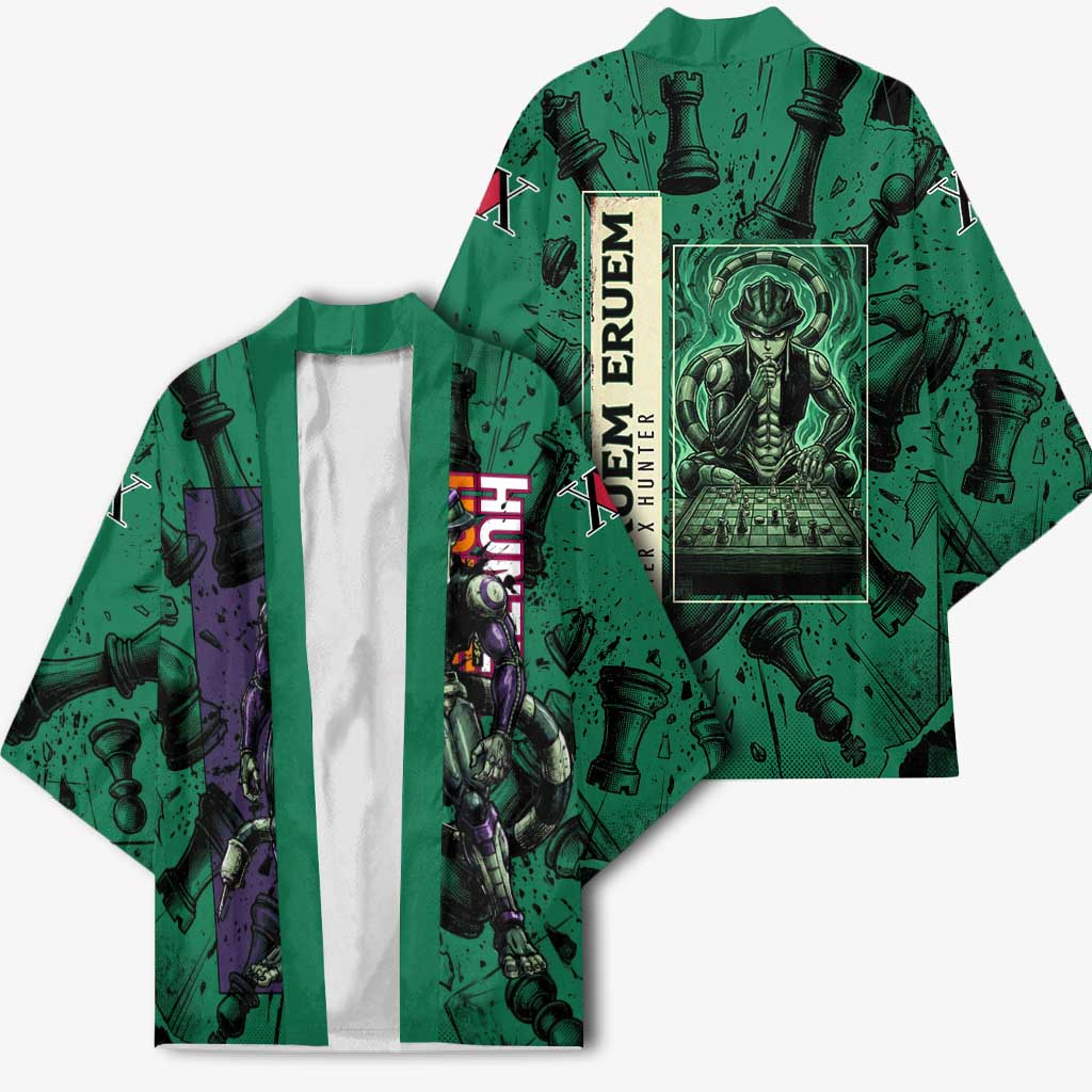 Meruem Chess Theme Kimono with Dark Aura and Strategic Anime Artwork Design - The Mazicc