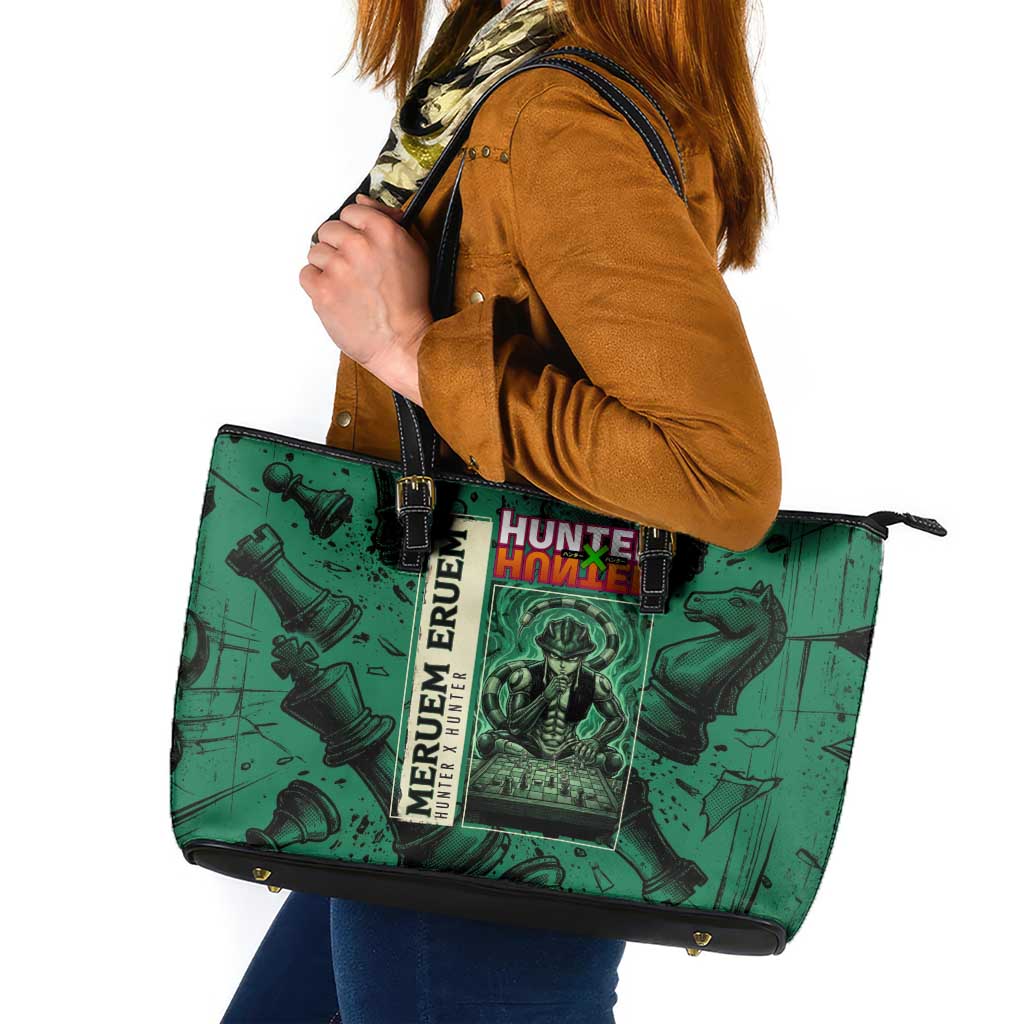 Meruem Chess Theme Leather Tote Bag with Dark Aura and Strategic Anime Artwork Design - The Mazicc