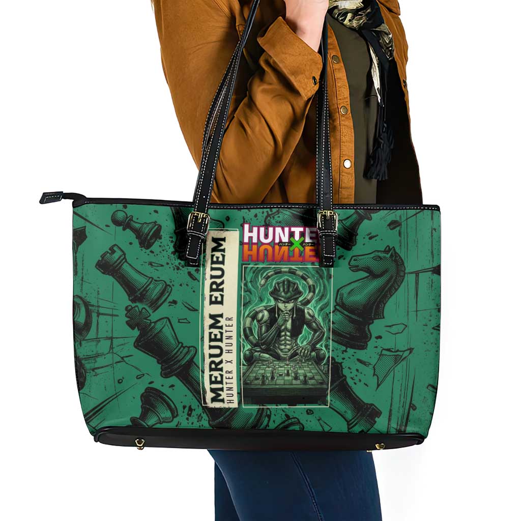 Meruem Chess Theme Leather Tote Bag with Dark Aura and Strategic Anime Artwork Design - The Mazicc