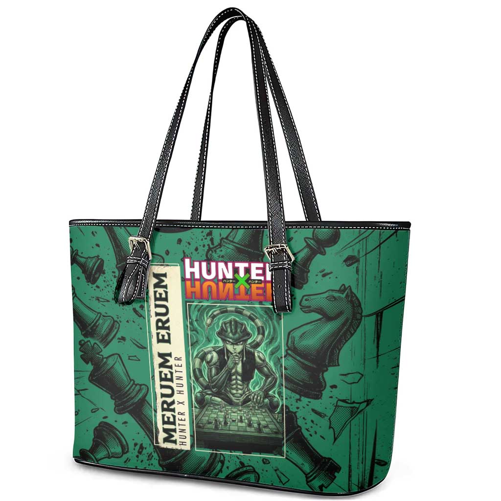 Meruem Chess Theme Leather Tote Bag with Dark Aura and Strategic Anime Artwork Design - The Mazicc