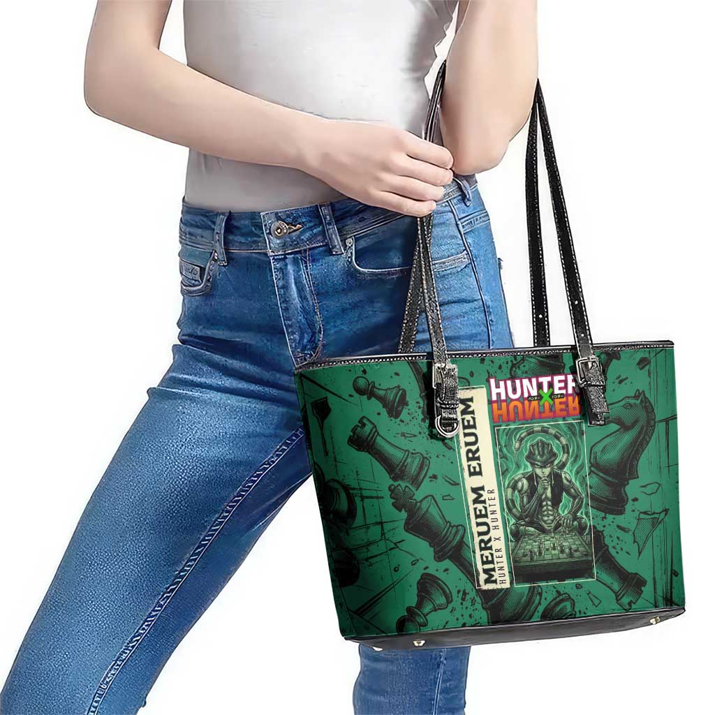 Meruem Chess Theme Leather Tote Bag with Dark Aura and Strategic Anime Artwork Design - The Mazicc