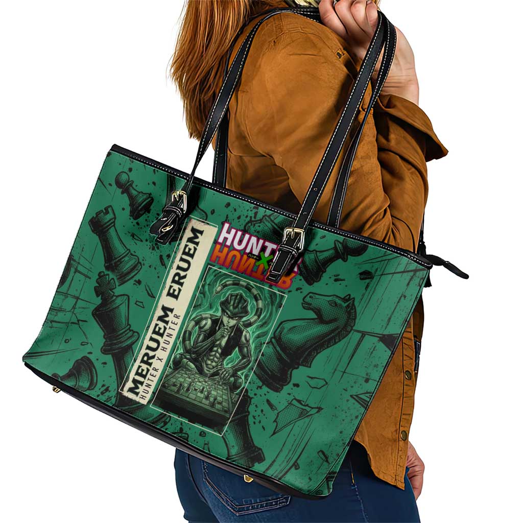 Meruem Chess Theme Leather Tote Bag with Dark Aura and Strategic Anime Artwork Design - The Mazicc