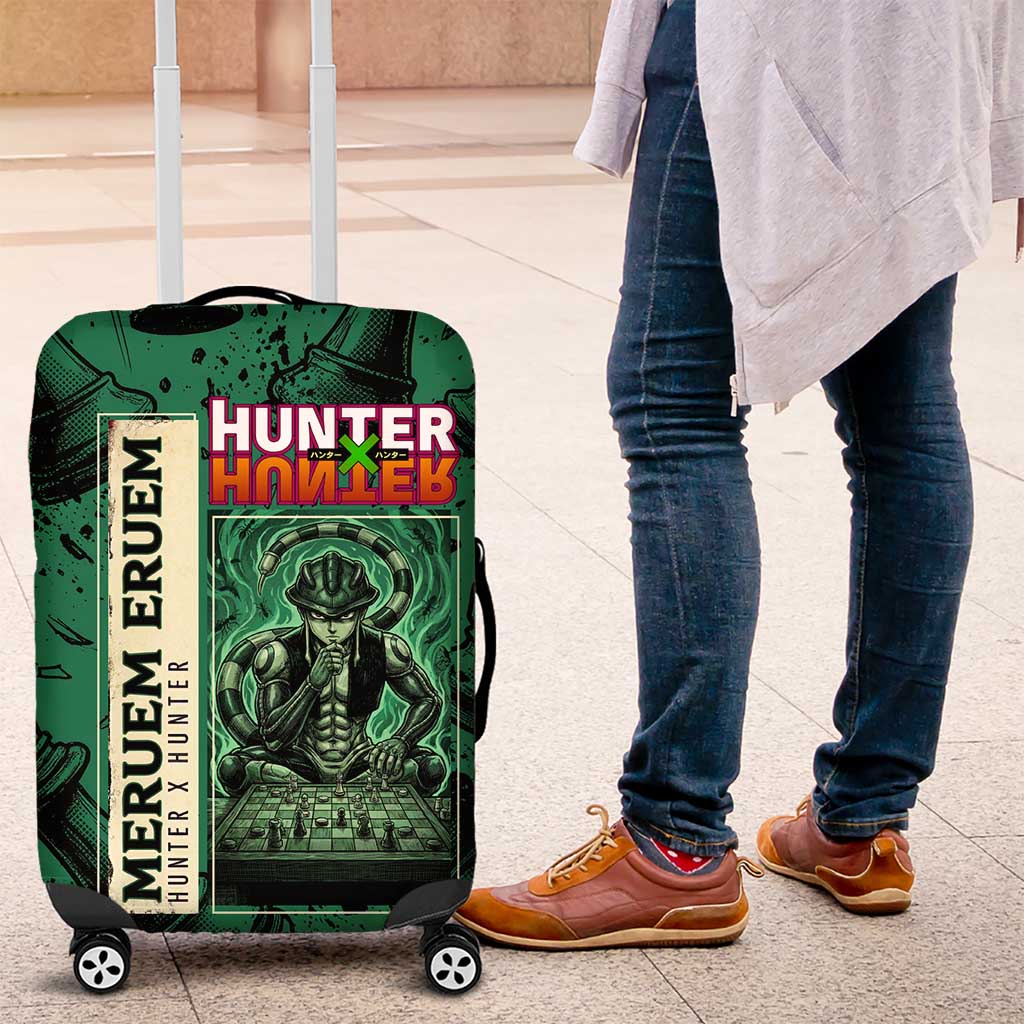 Meruem Chess Theme Luggage Cover with Dark Aura and Strategic Anime Artwork Design - The Mazicc