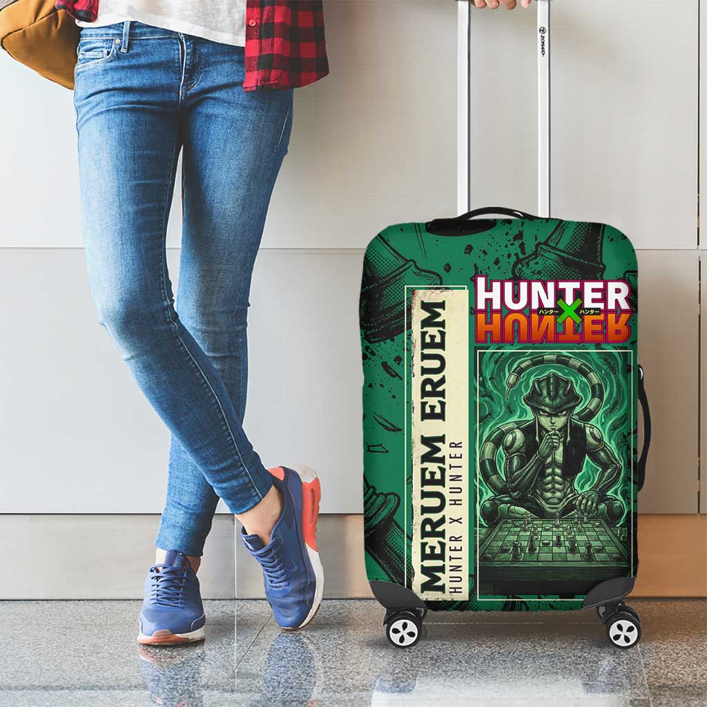 Meruem Chess Theme Luggage Cover with Dark Aura and Strategic Anime Artwork Design - The Mazicc