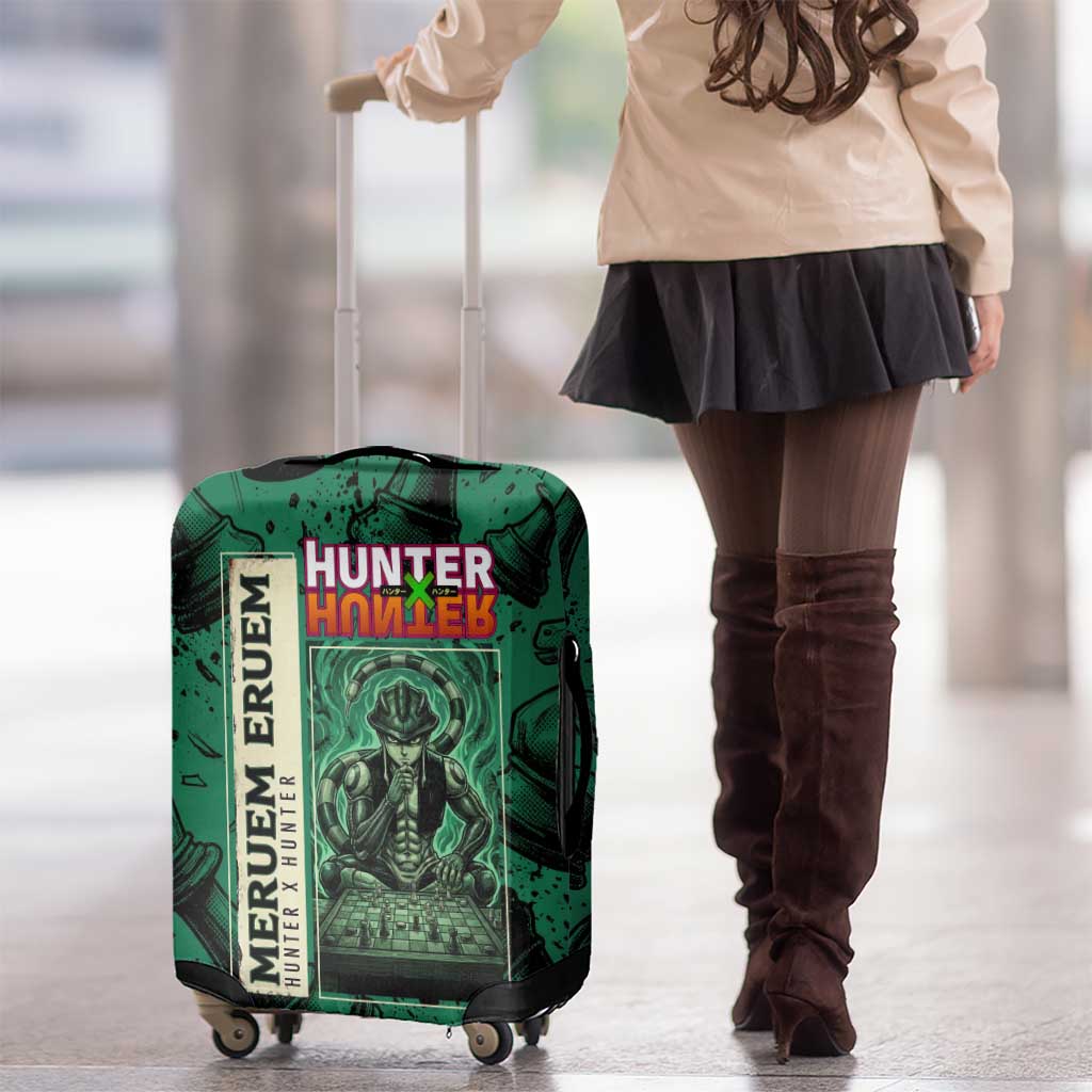 Meruem Chess Theme Luggage Cover with Dark Aura and Strategic Anime Artwork Design - The Mazicc