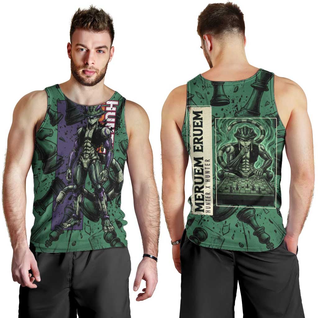 Meruem Chess Theme Men Tank Top with Dark Aura and Strategic Anime Artwork Design - The Mazicc