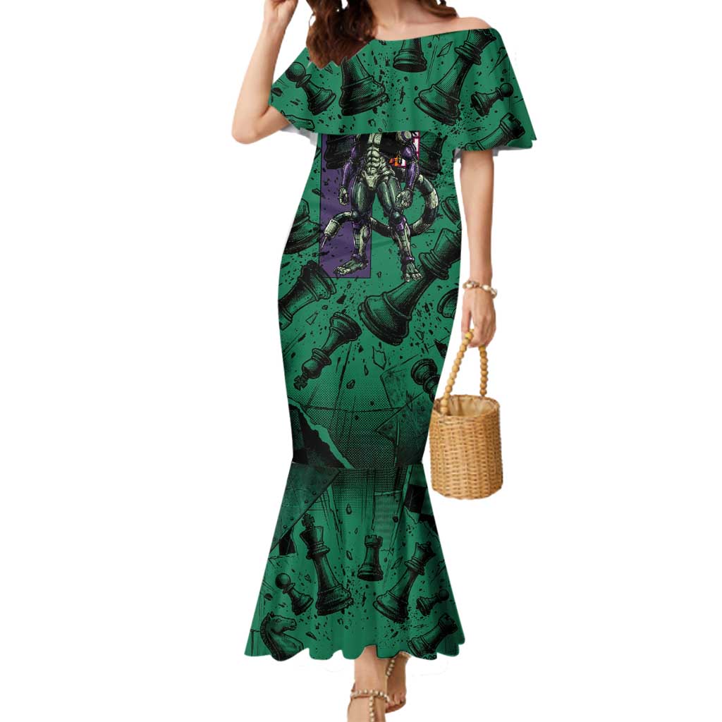Meruem Chess Theme Mermaid Dress with Dark Aura and Strategic Anime Artwork Design - The Mazicc
