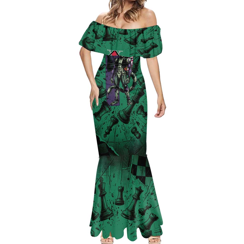 Meruem Chess Theme Mermaid Dress with Dark Aura and Strategic Anime Artwork Design - The Mazicc